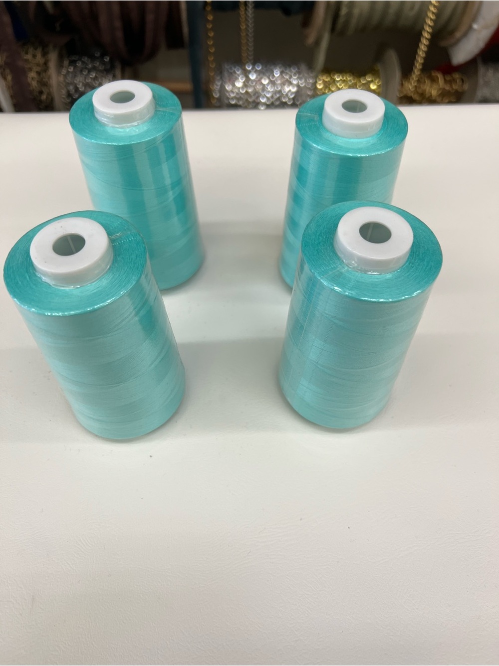 Aqua Polyester Thread Spools - 4 Pack